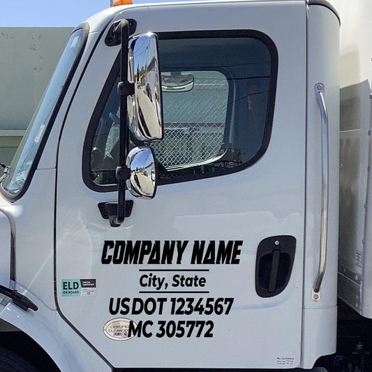 Custom USDOT & MC Vinyl Lettering Decals, Company Name -  Free squeegee included