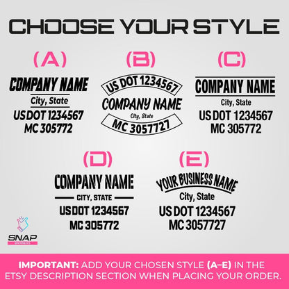 Custom USDOT & MC Vinyl Lettering Decals, Company Name -  Free squeegee included