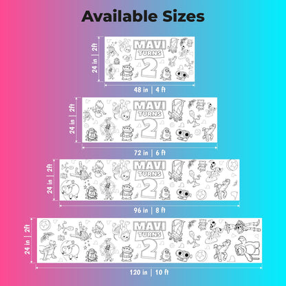 Kids Coloring Table Runner | Giant Birthday Party Activity | Personalized Party Decor
