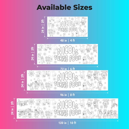 Personalized Kids Birthday Coloring Table Runner, Ocean Navy Activity Banner (Paper)