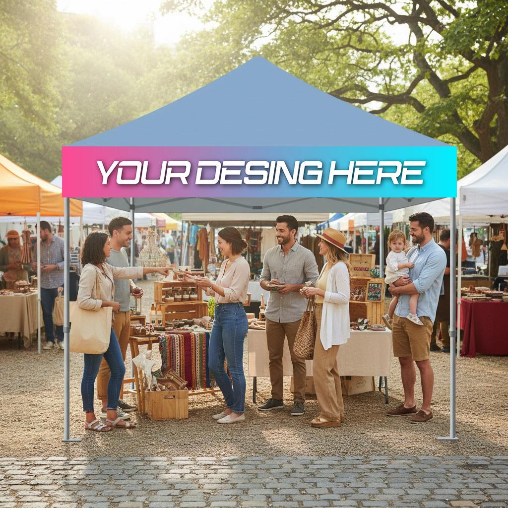 Custom Farmers Market Tent Banner | Business Logo Pop Up Canopy Sign