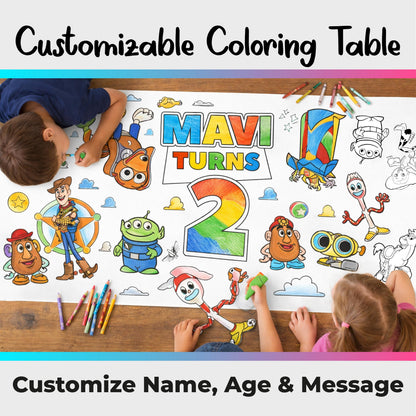 Kids Coloring Table Runner | Giant Birthday Party Activity | Personalized Party Decor