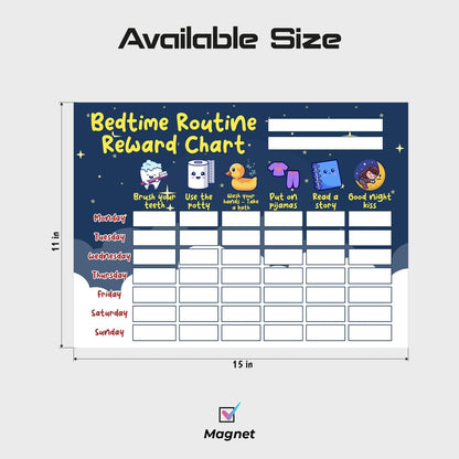 Magnetic Bedtime Routine Reward Chart for Kids, Toddler Visual Schedule, Chore Tracker