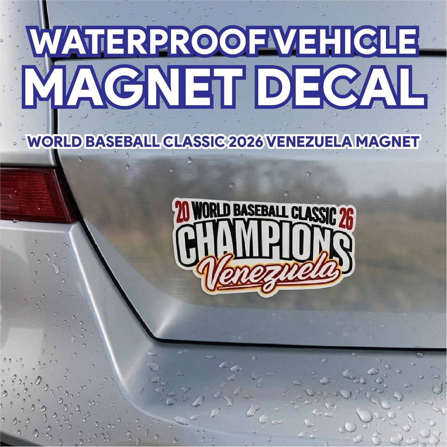 Die Cut Waterproof Vehicle Decal | Venezuela WBC 2026 Champions Car Magnet