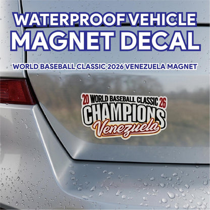 Die Cut Waterproof Vehicle Decal | Venezuela WBC 2026 Champions Car Magnet