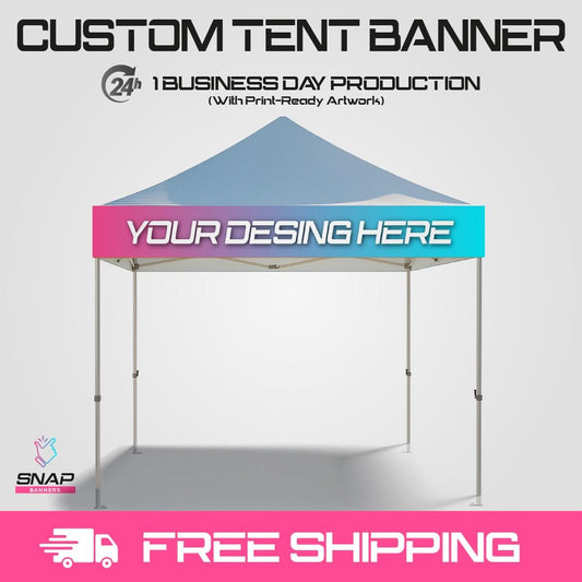 Custom Farmers Market Tent Banner | Business Logo Pop Up Canopy Sign
