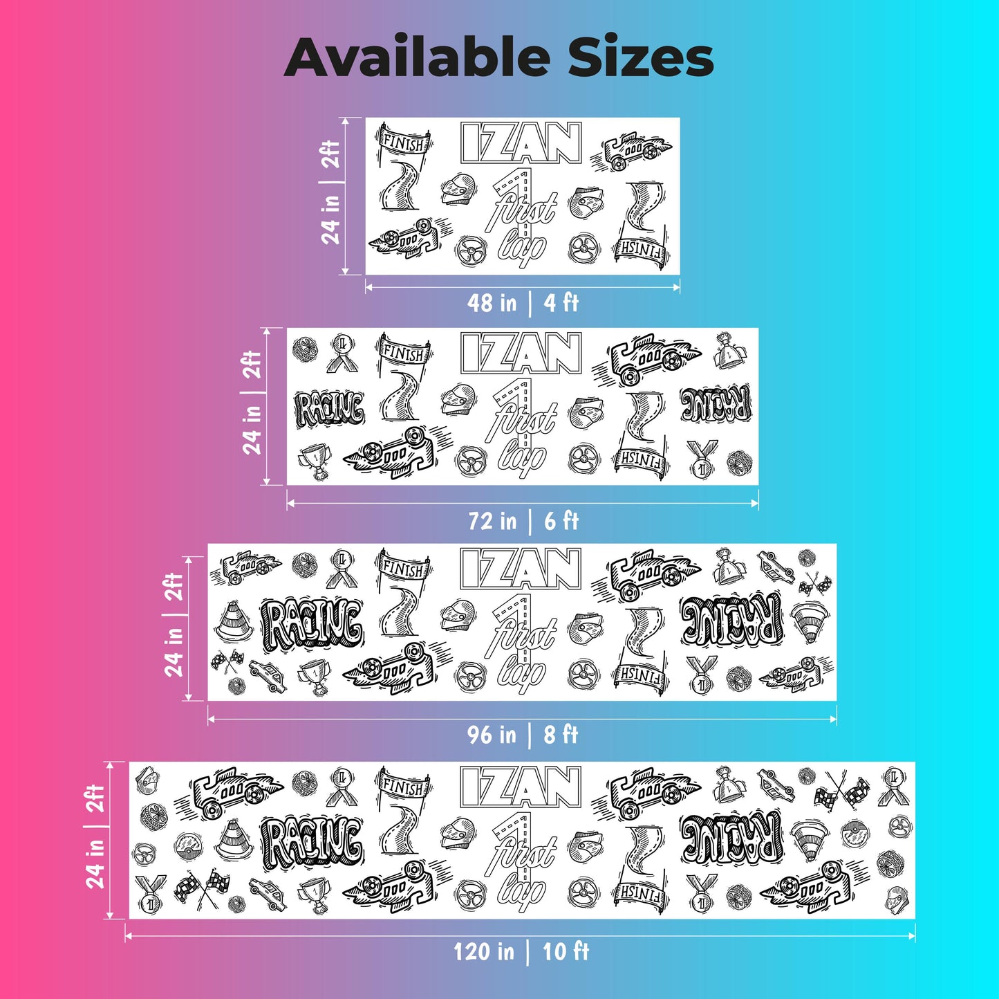Kids Birthday Party Coloring Runner Giant Activity Banner Custom Name Age Gift