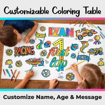 Kids Birthday Party Coloring Runner Giant Activity Banner Custom Name Age Gift