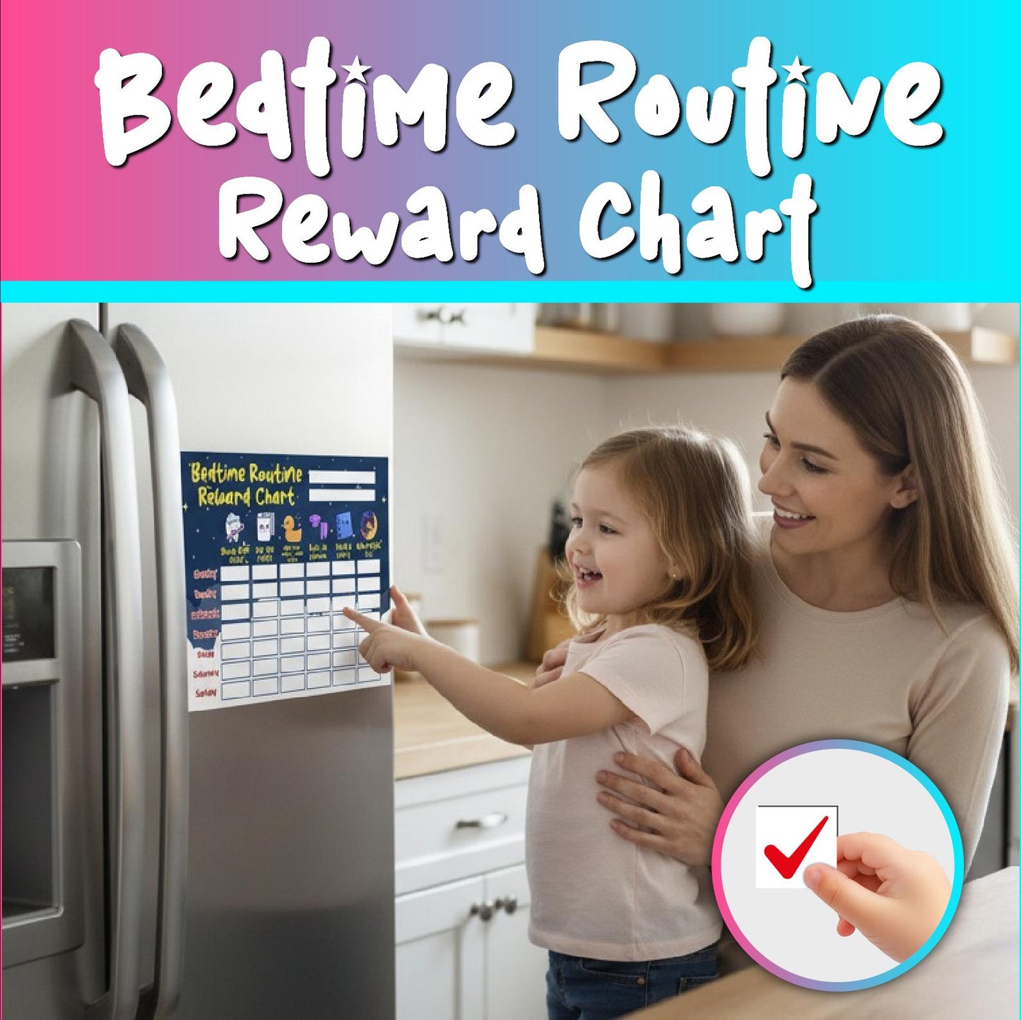 Magnetic Bedtime Routine Reward Chart for Kids, Toddler Visual Schedule, Chore Tracker