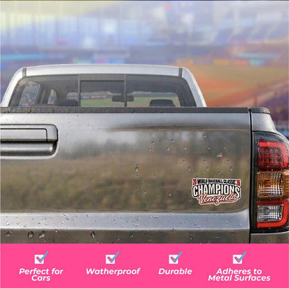 Die Cut Waterproof Vehicle Decal | Venezuela WBC 2026 Champions Car Magnet
