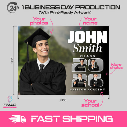 Custom Graduation Banner | Class of 2026 Photo Yard Sign