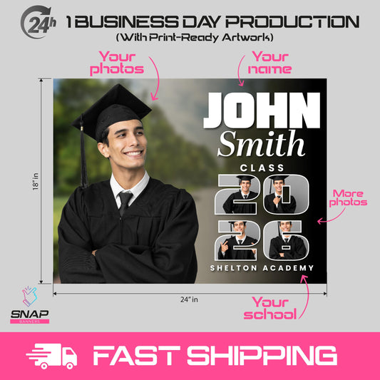 Custom Graduation Banner | Class of 2026 Photo Yard Sign