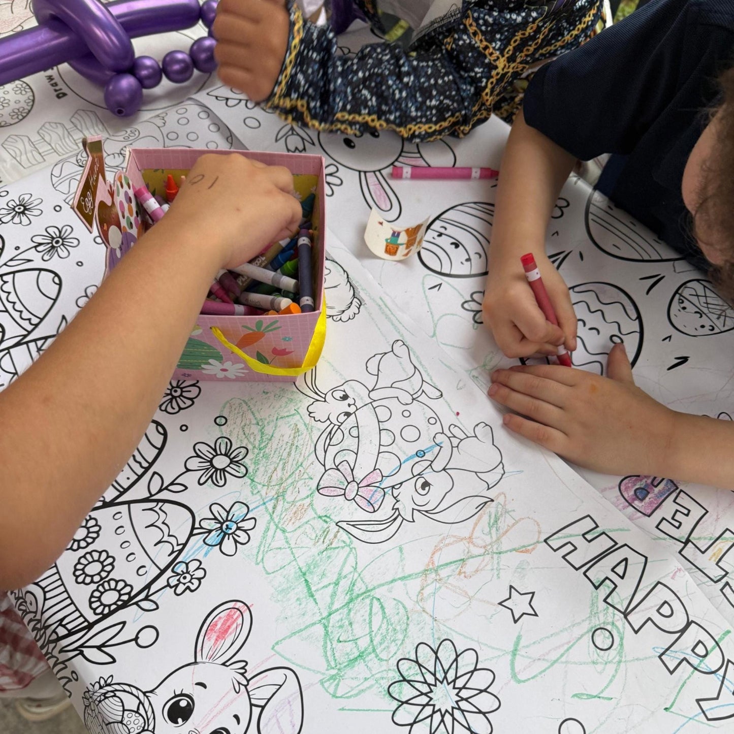 Personalized Kids Birthday Coloring Table Runner, Giant Coloring Activity Banner, Custom Name Age (Paper)