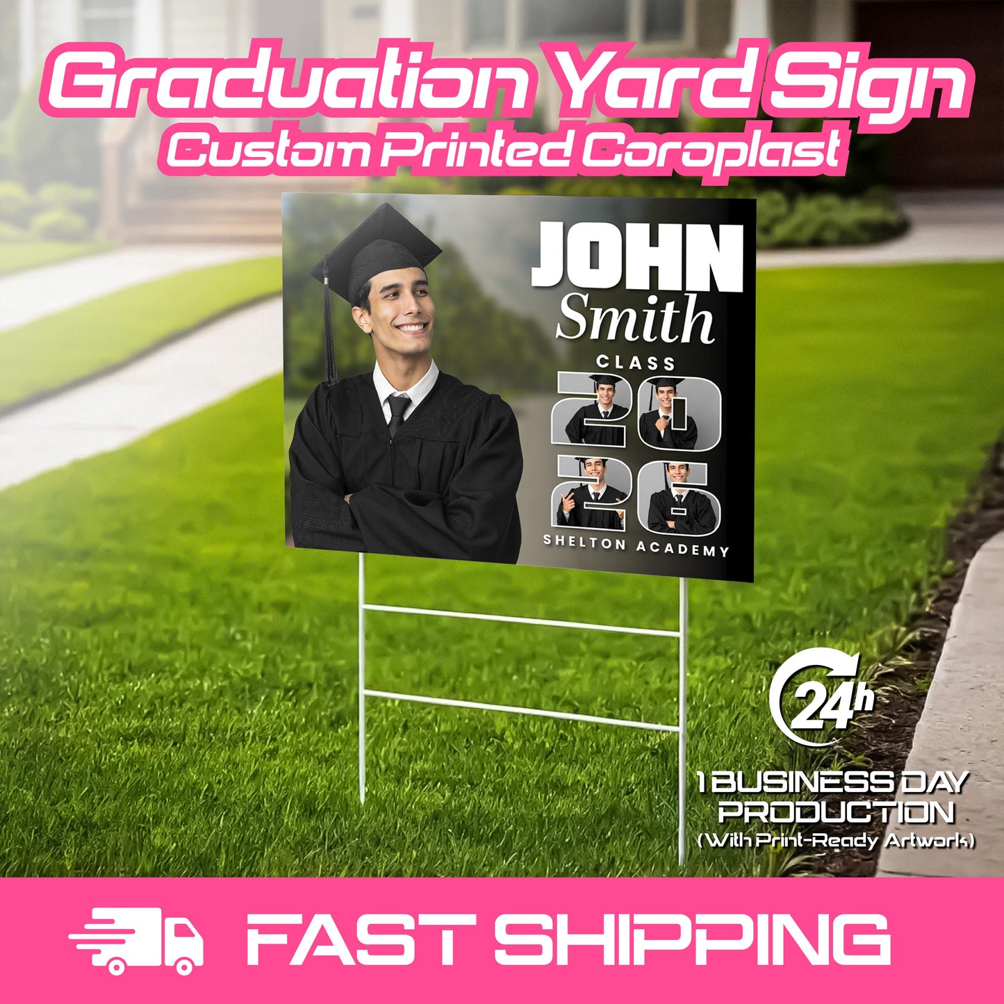 Custom Graduation Banner | Class of 2026 Photo Yard Sign